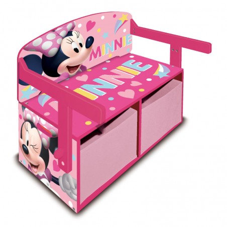 --MN13980 PANCA MINNIE 3 IN 1 SCRIVANIA E PORTAGIOCHI 60X70X44 / 60X47X56 CM