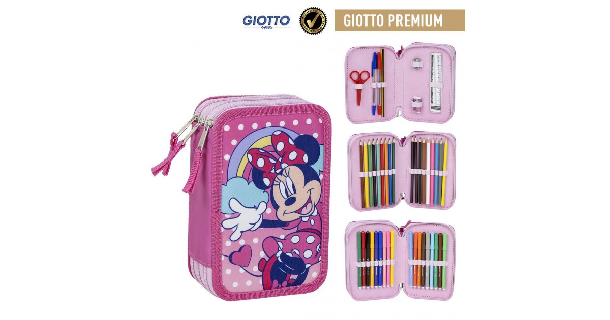 minnie astuccio tre zip scuola