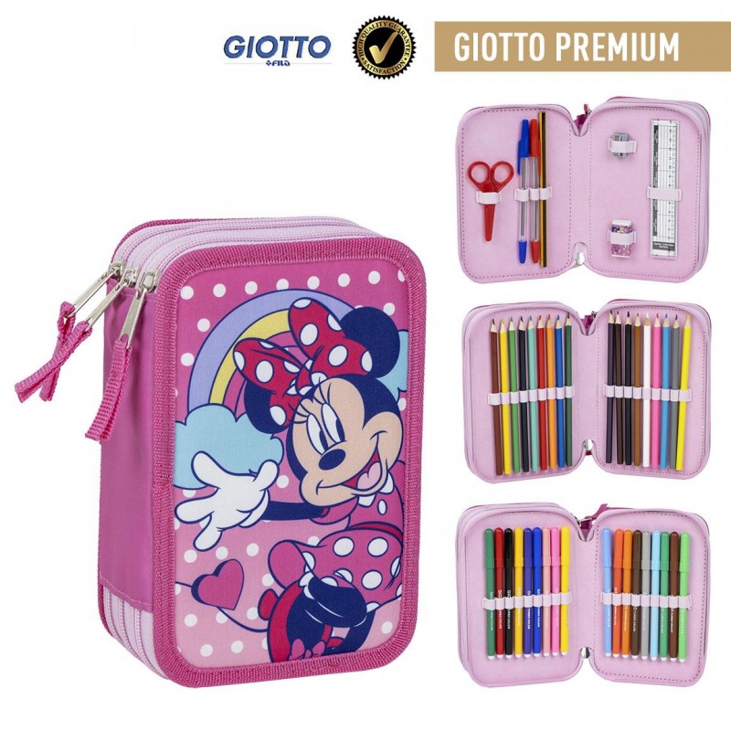 minnie astuccio tre zip scuola