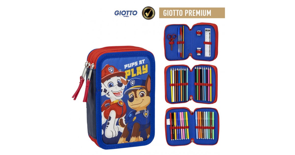 paw patrol astuccio tre zip scuola completo giotto