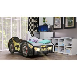 batman Letto bambino a forma di macchina con luci led