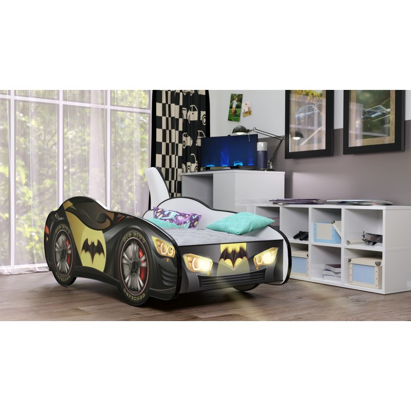 batman Letto bambino a forma di macchina con luci led