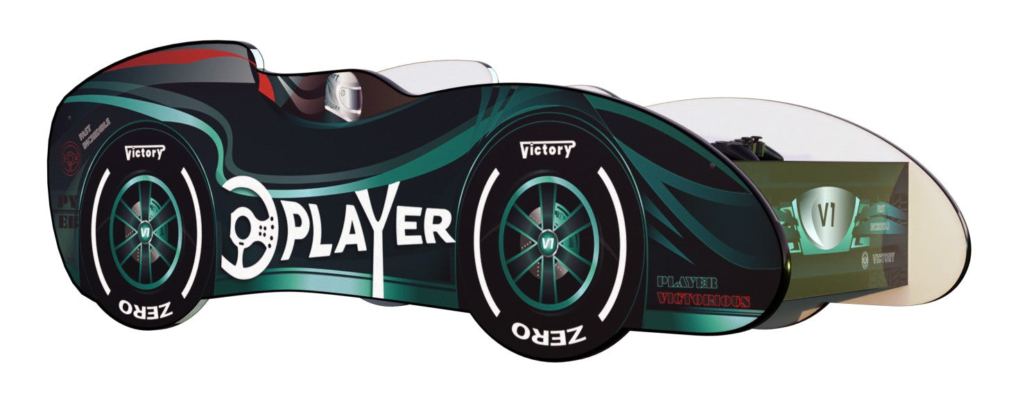 Letto F1 Victory Player 160x80 Auto da Corsa Verde Acqua
