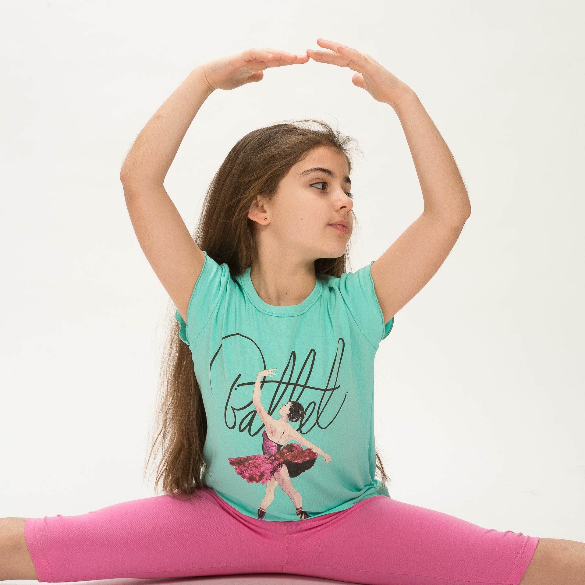 010/BAL MAGLIA BIELASTICO CORTA AVANTI LUNGA DIETRO MANICA CON BALZA STAMPA DIGITALE "BALLET"