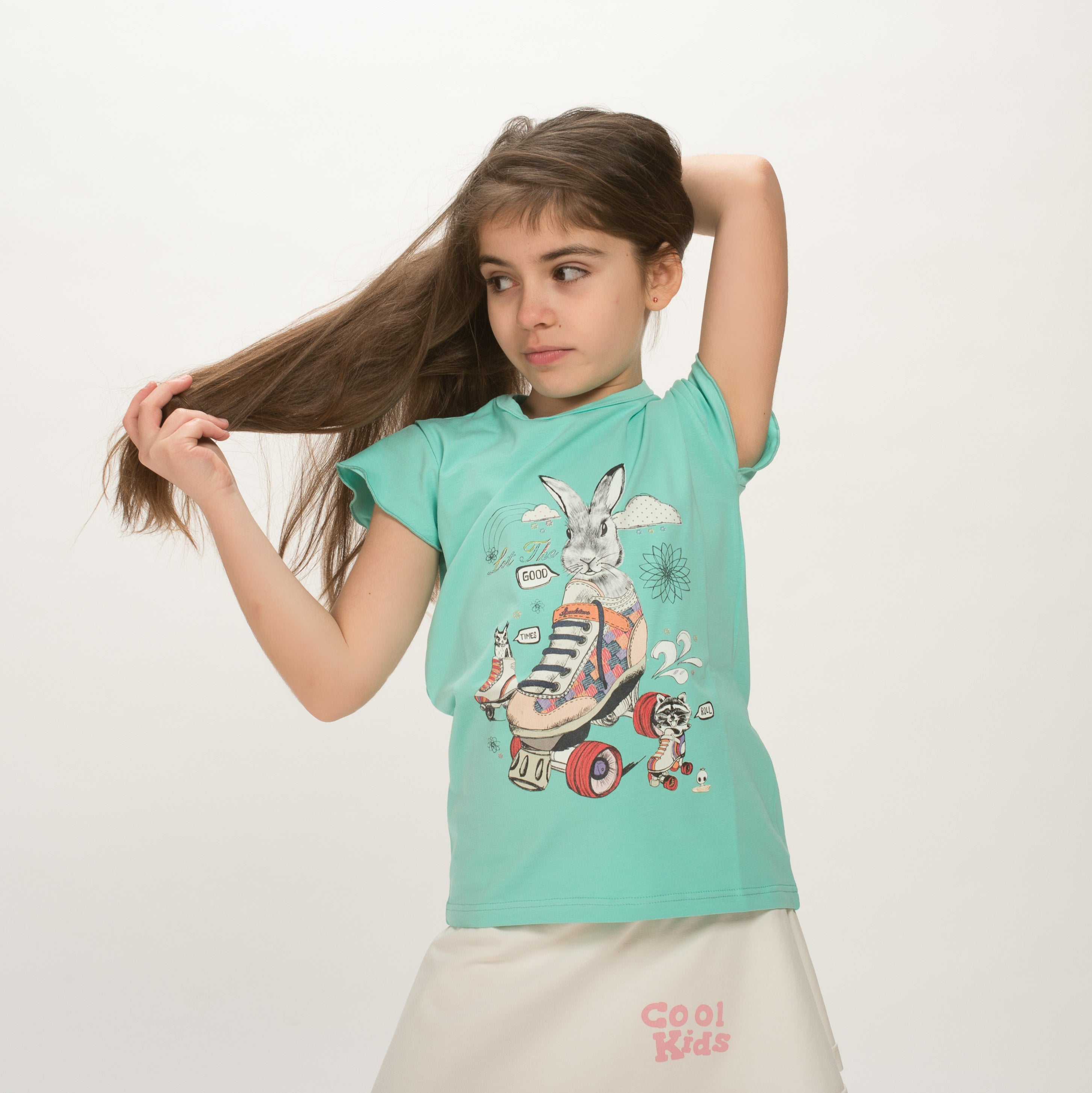 010/CON MAGLIA BIELASTICO CORTA AVANTI LUNGA DIETRO MANICA CON BALZA STAMPA DIGITALE "CONIGLIO PATTINI"