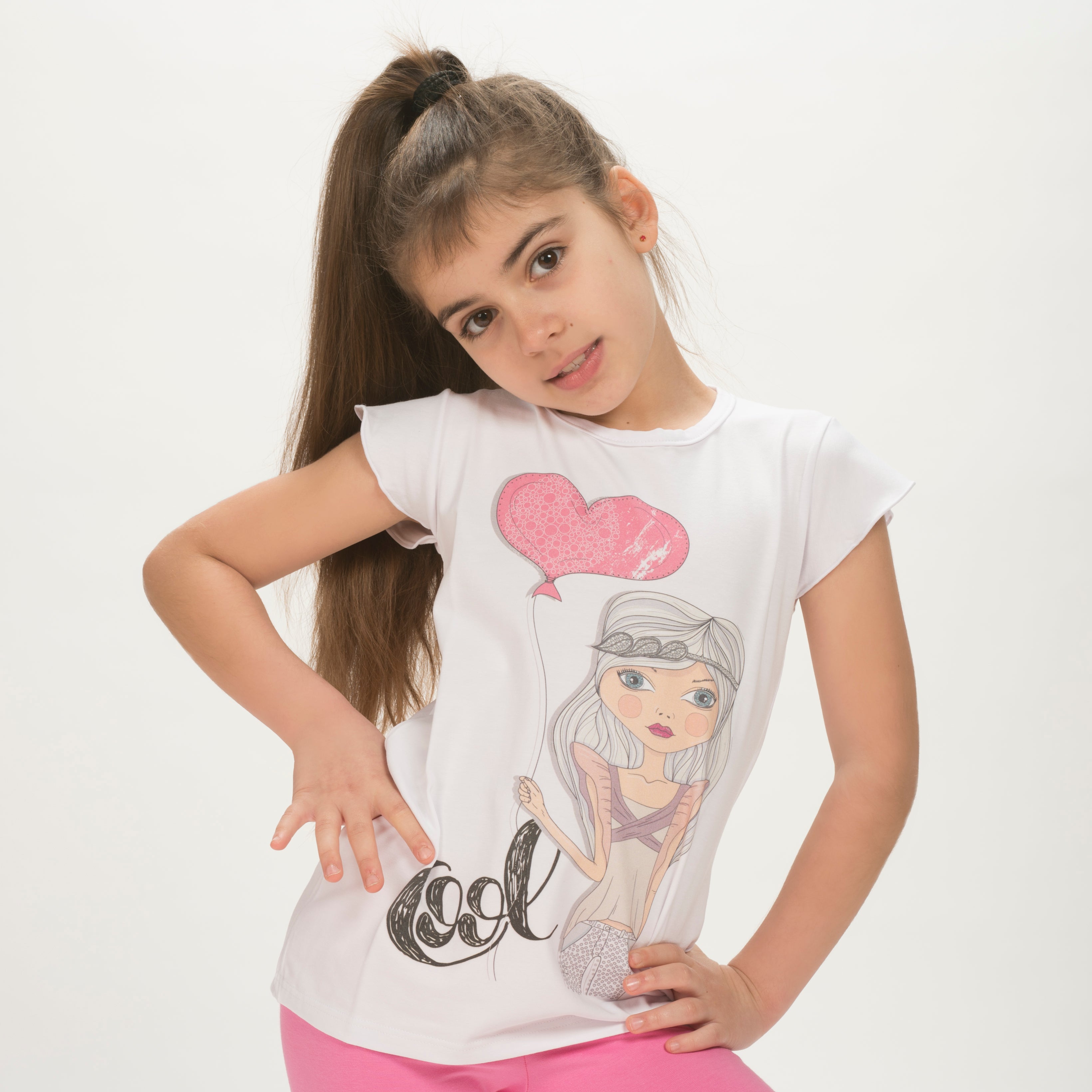 010/PAL MAGLIA BIELASTICO CORTA AVANTI LUNGA DIETRO MANICA CON BALZA STAMPA DIGITALE "RAGAZZA PALLONCINO"