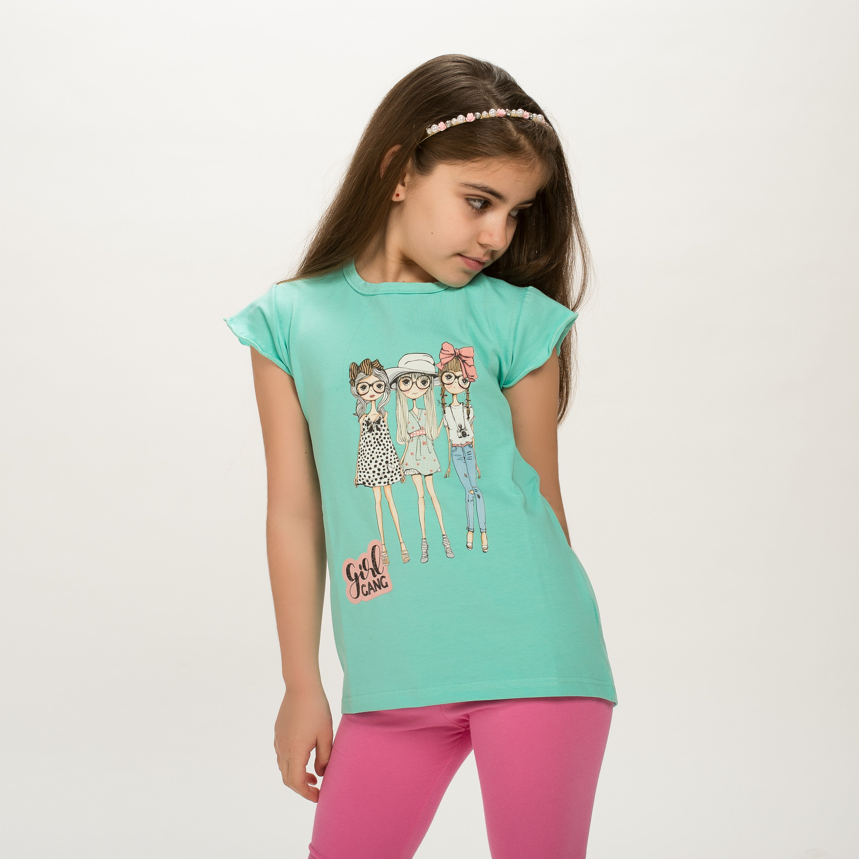 010/RAG MAGLIA BIELASTICO CORTA AVANTI LUNGA DIETRO MANICA CON BALZA STAMPA DIGITALE "RAGAZZE FASHION"