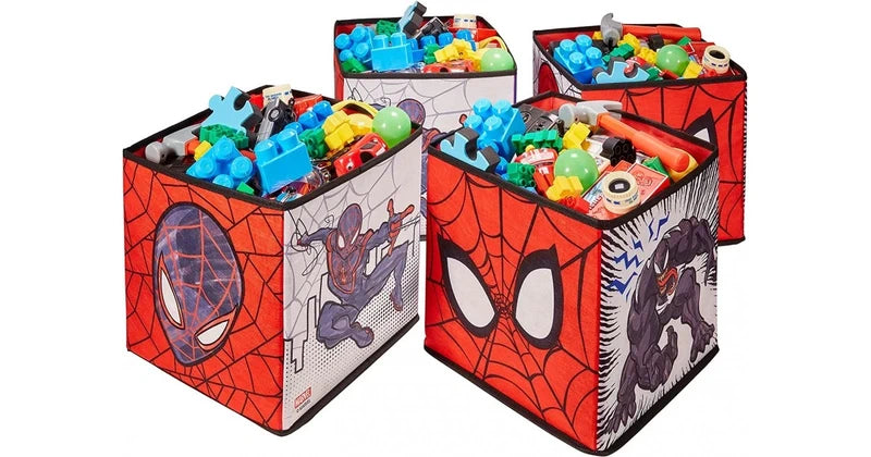 SP90857 Spiderman 4 contenitori a cubo per i giocattoli dei bambini 28x28 cm
