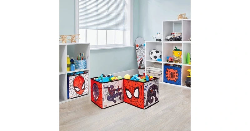 SP90857 Spiderman 4 contenitori a cubo per i giocattoli dei bambini 28x28 cm