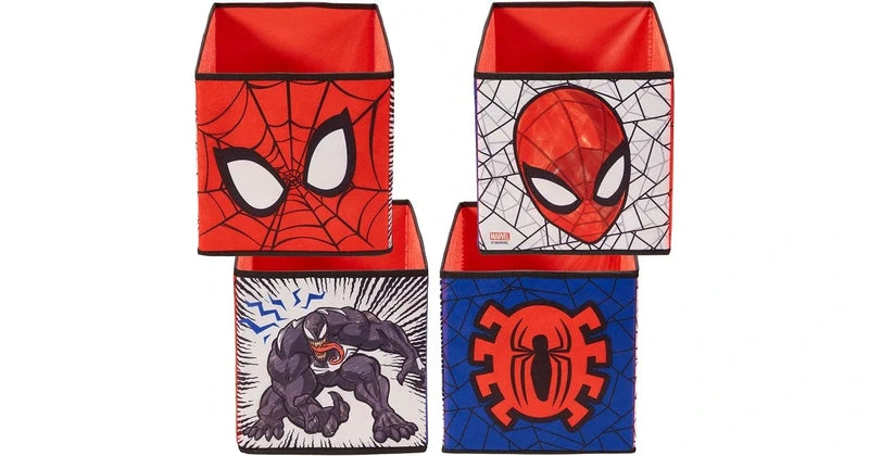 SP90857 Spiderman 4 contenitori a cubo per i giocattoli dei bambini 28x28 cm