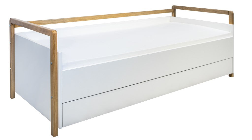 Letto Victor bianco con cassetto e materasso 180x80
