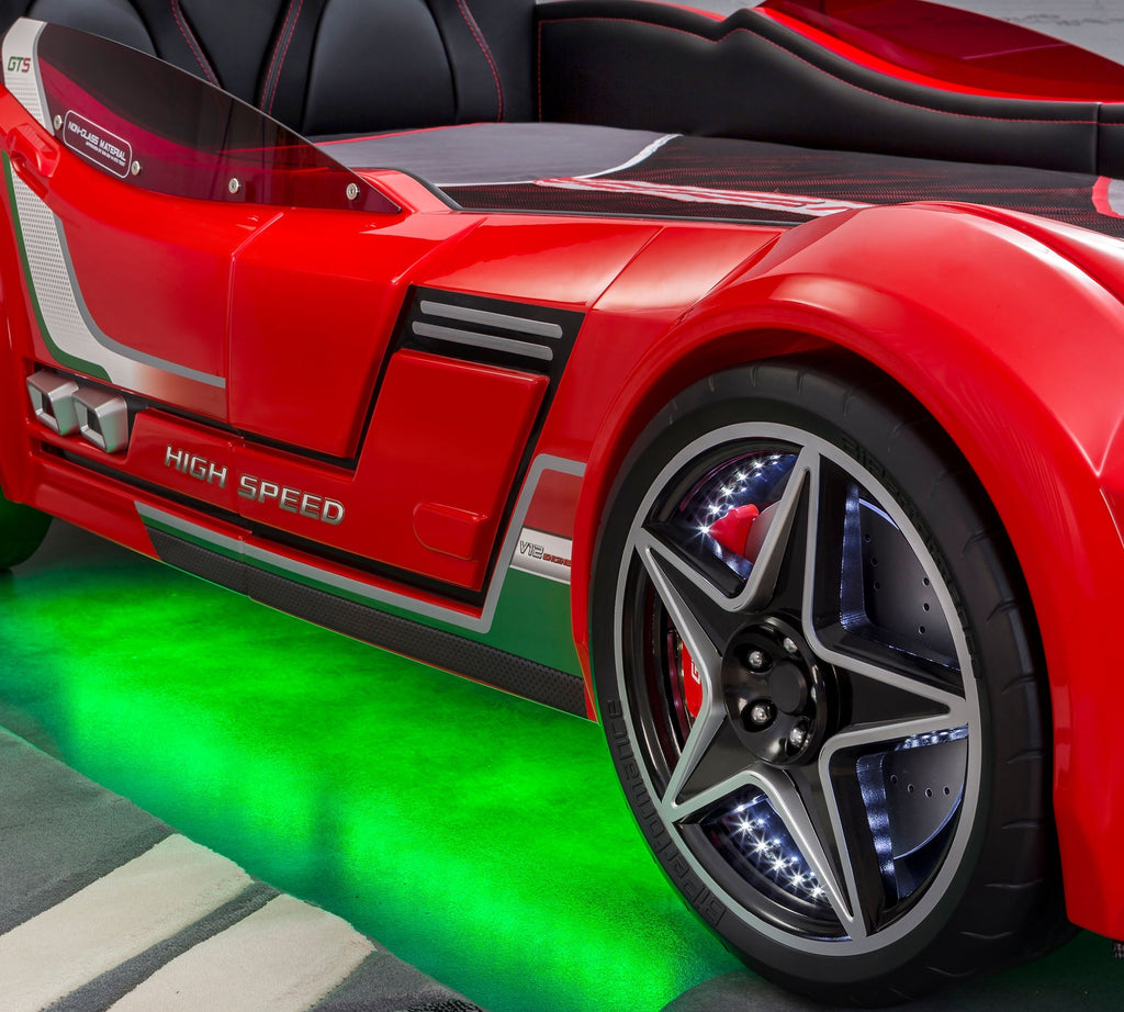 Letto a forma di Auto Sportiva Materasso omaggio con luci a led ed effetti sonori