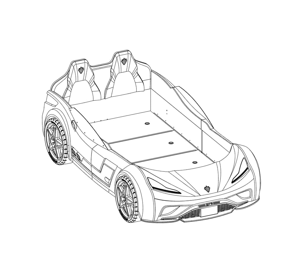 Letto a forma di Auto Sportiva Materasso omaggio con luci a led ed effetti sonori