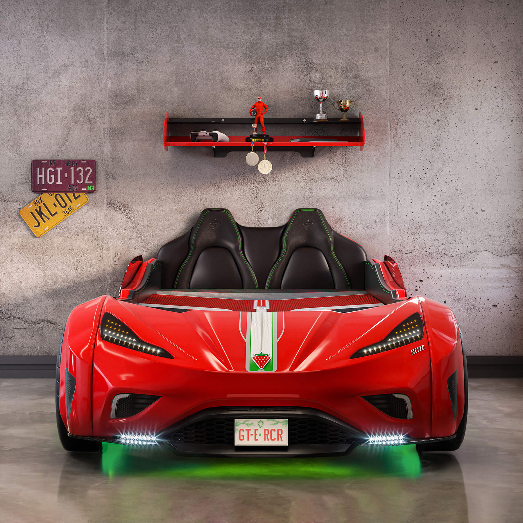 Letto a forma di Auto Sportiva
con luci a led ed effetti sonori con materasso