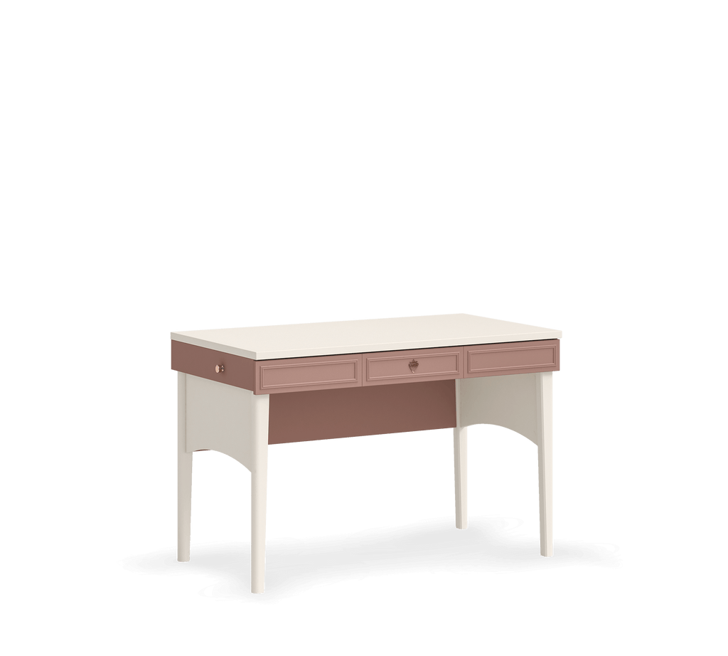 Scrivania Elegance con Unità Alta Rosa Cipria e Crema - Lavagna e Porta USB per Bambine e Ragazze