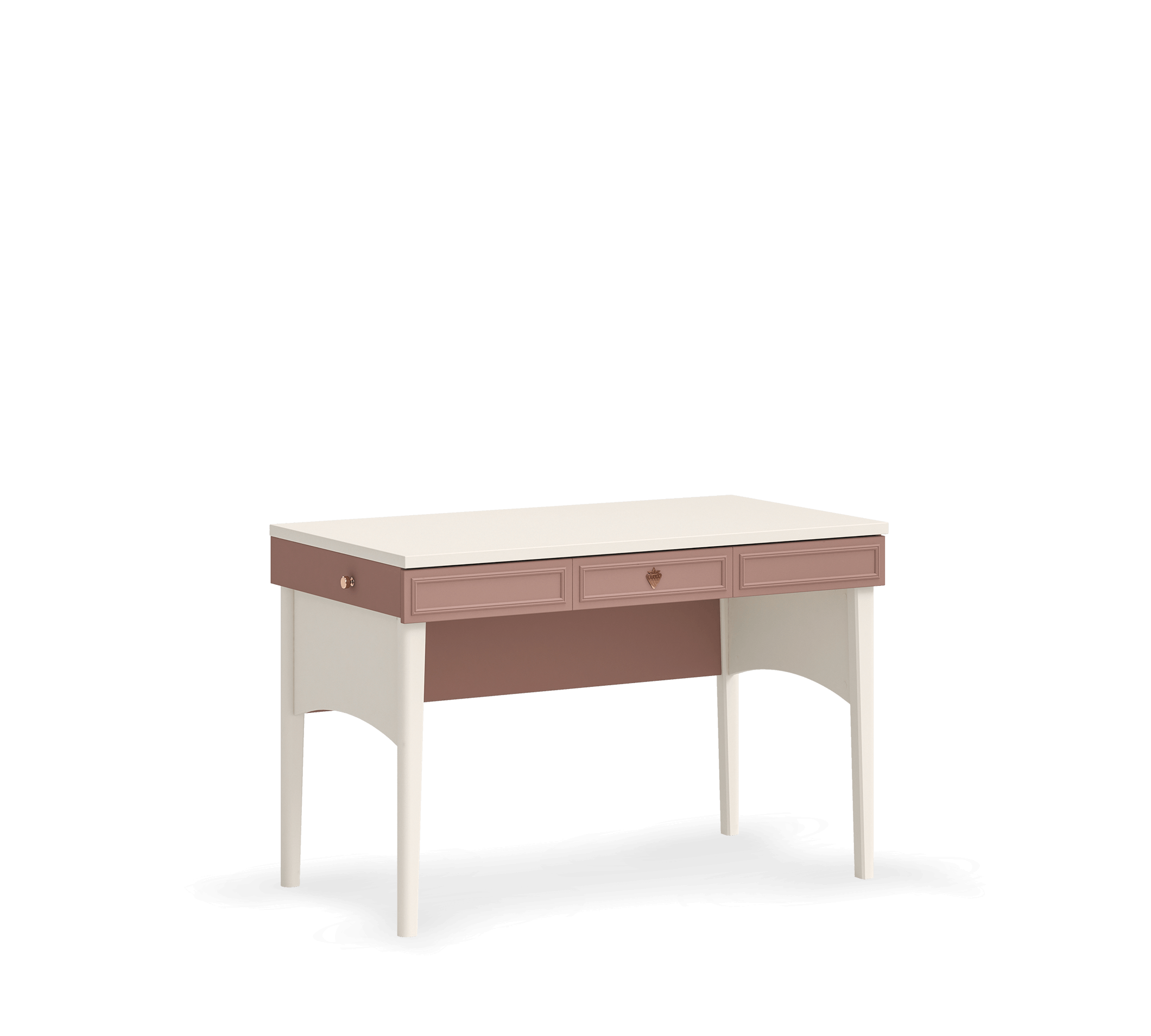 Scrivania Elegance con Unità Alta Rosa Cipria e Crema - Lavagna e Porta USB per Bambine e Ragazze