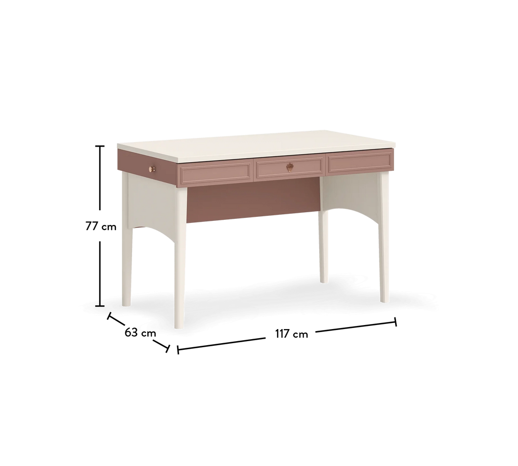 Scrivania Elegance con Unità Alta Rosa Cipria e Crema - Lavagna e Porta USB per Bambine e Ragazze