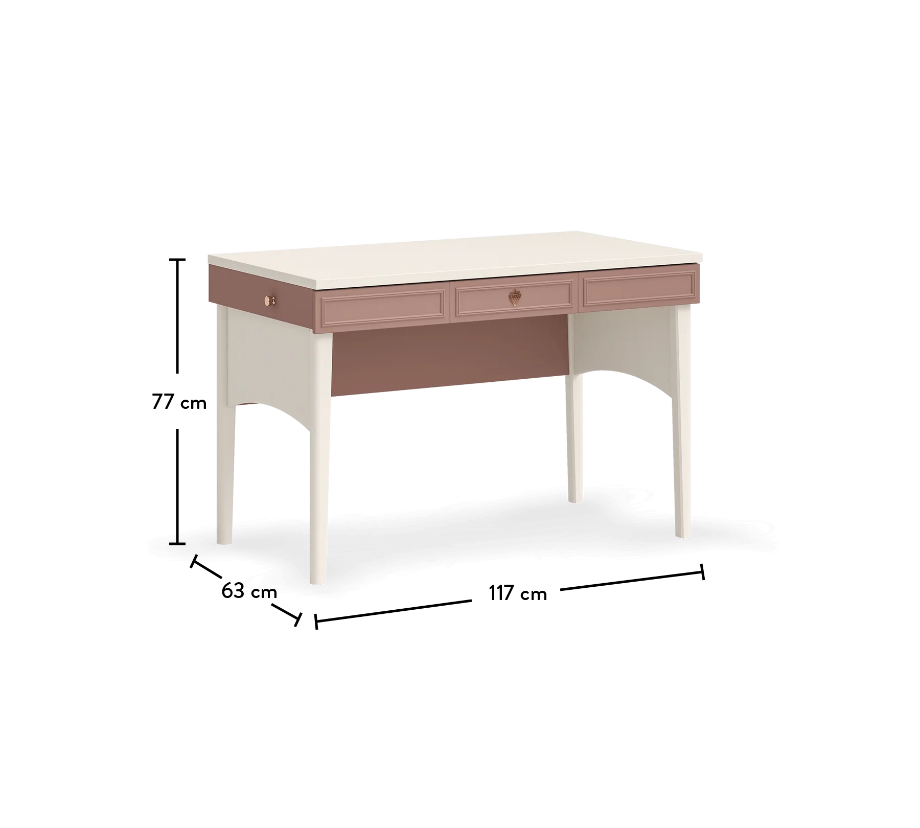 Scrivania Elegance con Unità Alta Rosa Cipria e Crema - Lavagna e Porta USB per Bambine e Ragazze