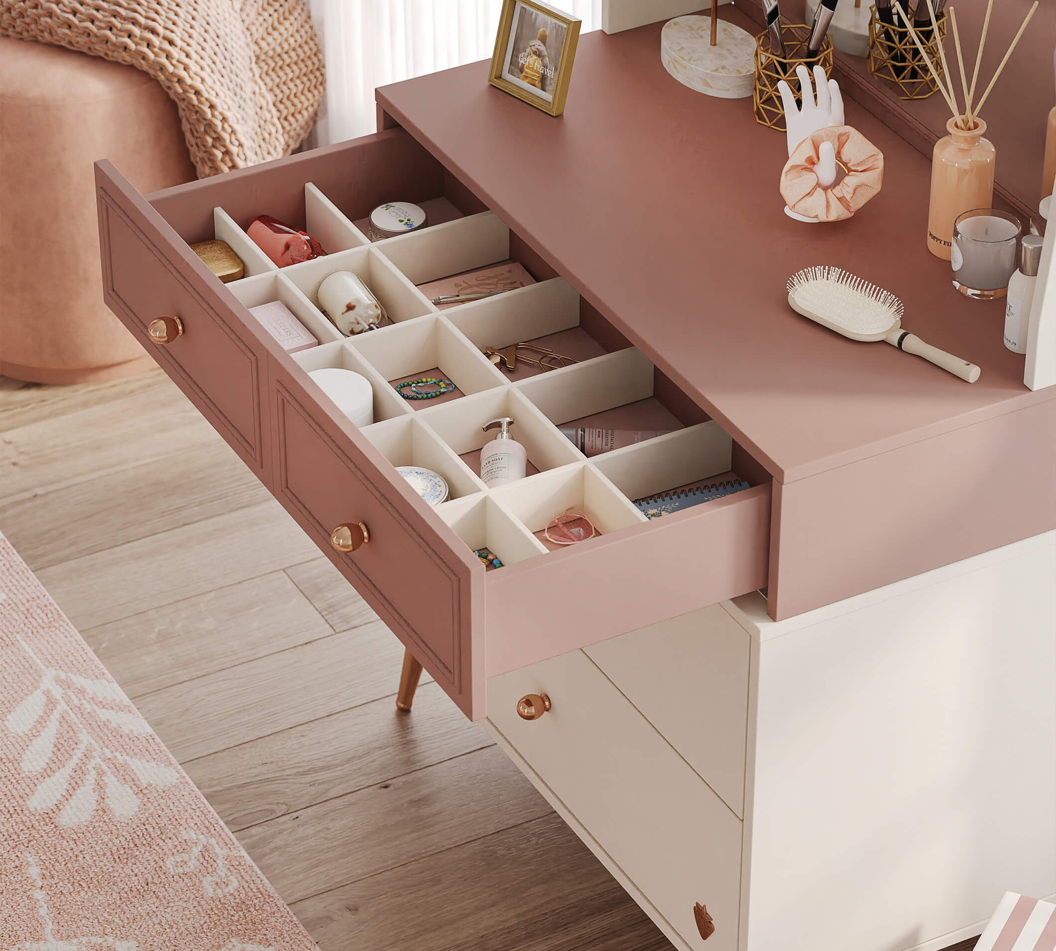 Cassettiera Elegance con 3 Cassetti e Organizer Interno e specchio