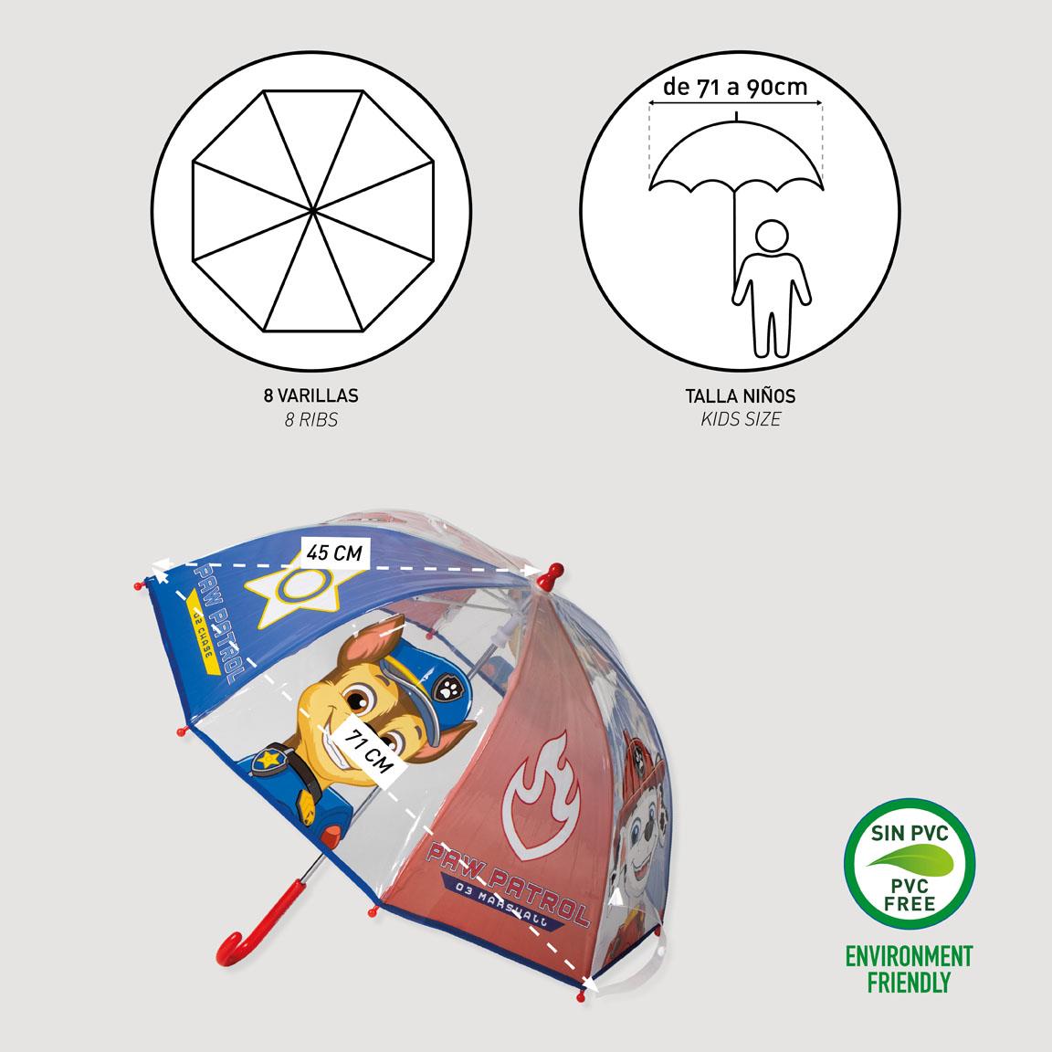 Ombrello Paw patrol 45cm deluxe trasparente automatico