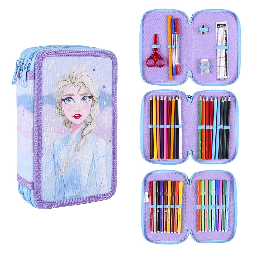 ASTUCCIO 3 ZIP PIENO FROZEN DELUXE QUALITA' OTTIMA CON COLORI GIOTTO