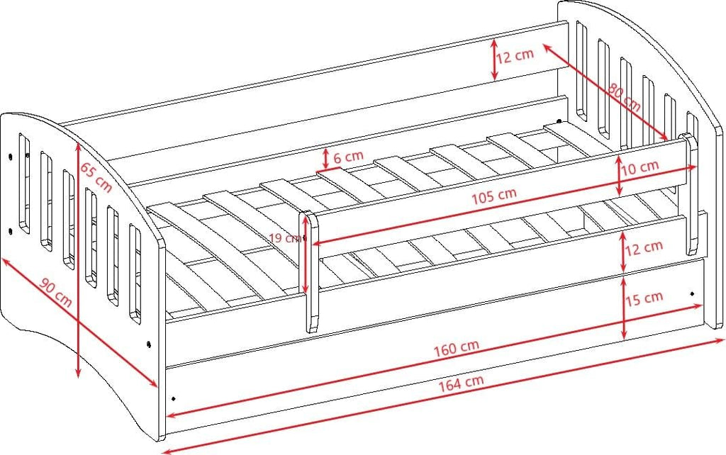 KO5CLAS Letto classico deluxe in legno con cassettone e materasso incluso