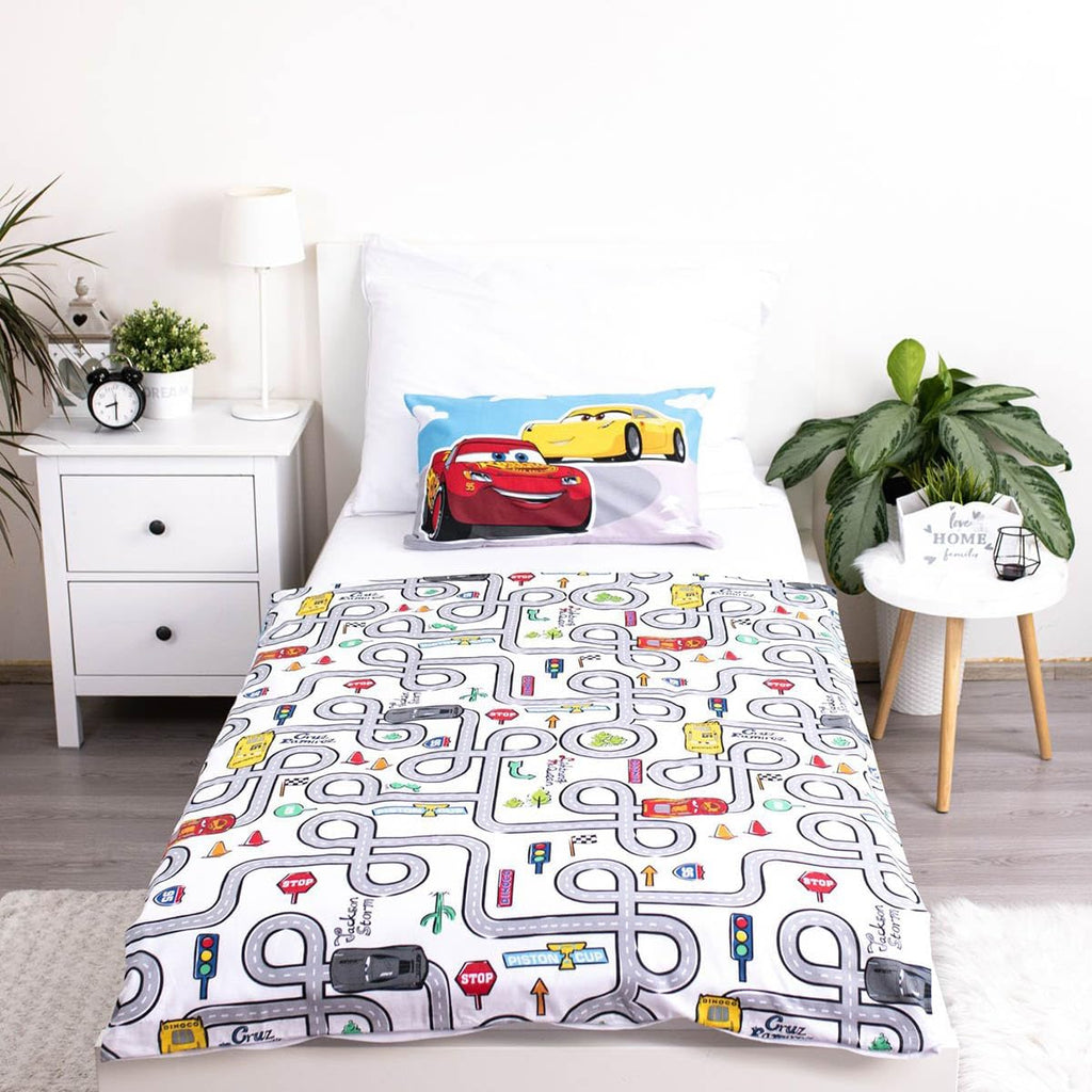 Set Letto Singolo Cars Disney - Copripiumino 100x135cm + Federa 40x60cm - 100% Cotone