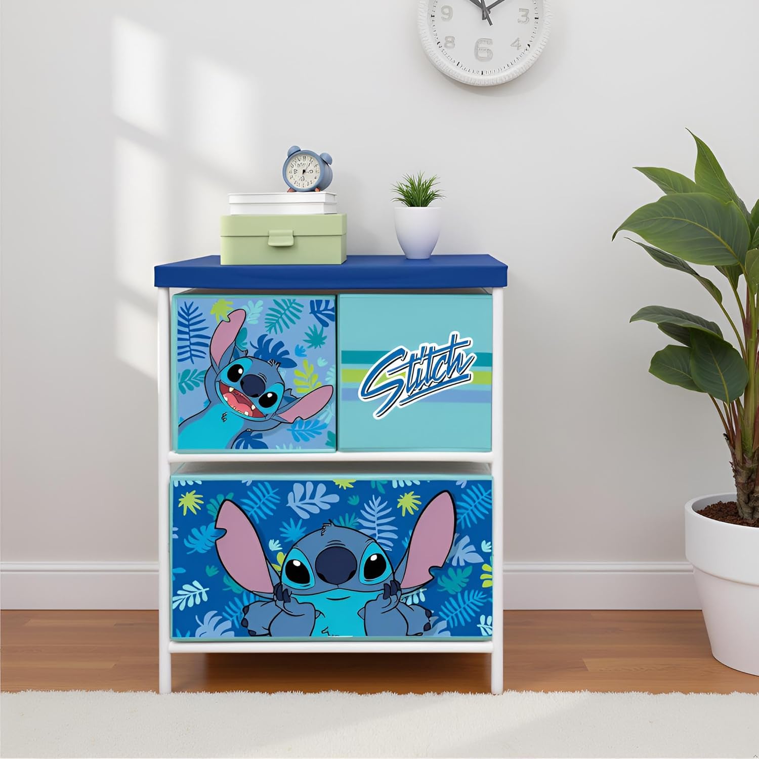 SCAFFALE CON 3 CONTENITORI IN TESSUTO DA 53X30X60CM DI LILO & STITCH