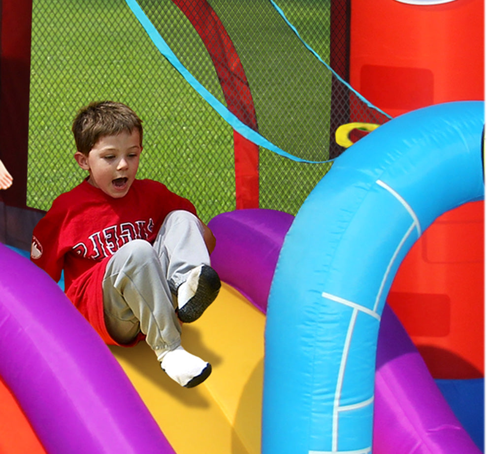 9022 Gonfiabile DRAGHETTO fun è Il Castello Che Non deluderà i Tuoi Bimbi Grazie alle Sue Multi attività: dallo Scivolo con Tunnel, alla Vasca con 30 Palline, al salterello, canestro tiro a Segno!