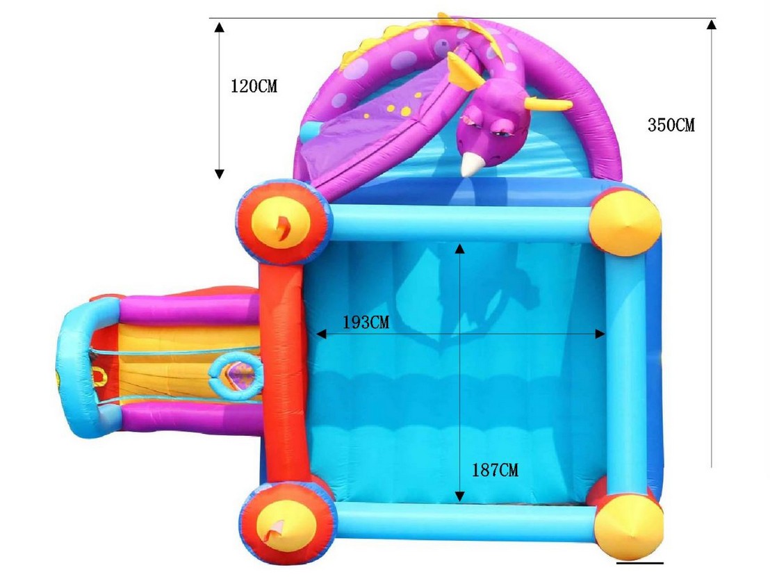 9022 Gonfiabile DRAGHETTO fun è Il Castello Che Non deluderà i Tuoi Bimbi Grazie alle Sue Multi attività: dallo Scivolo con Tunnel, alla Vasca con 30 Palline, al salterello, canestro tiro a Segno!