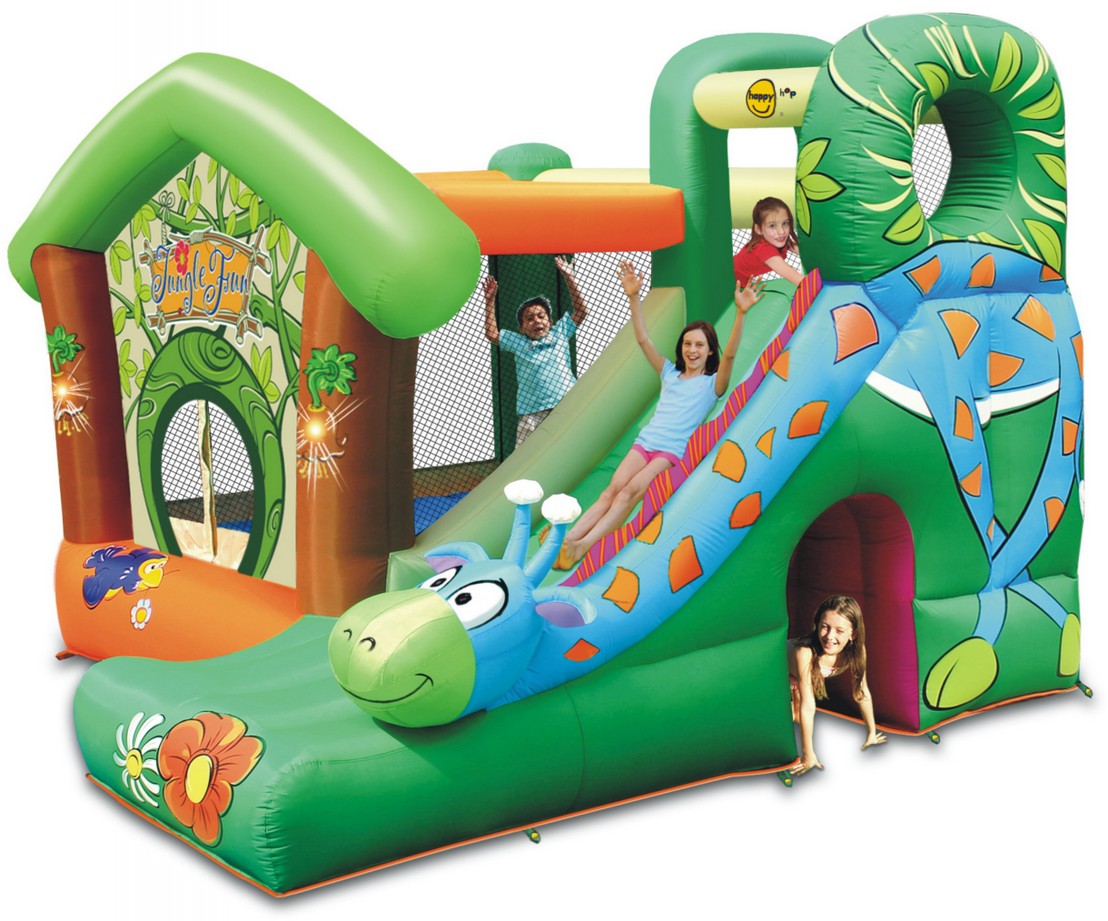 Gonfiabile Jungle Fun Bambini con Scivolo Arrampicata Canestro Tunnel 350x340x245cm | 9139