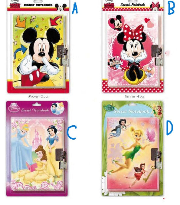 AG53180 DIARI SEGRETI DISNEY  CON CHIAVE 4 PERSONAGGI ASSORTITI