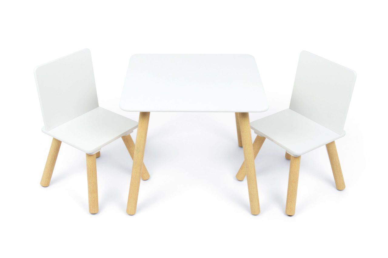 Set tavolo con 2 sedie in legno per bambini