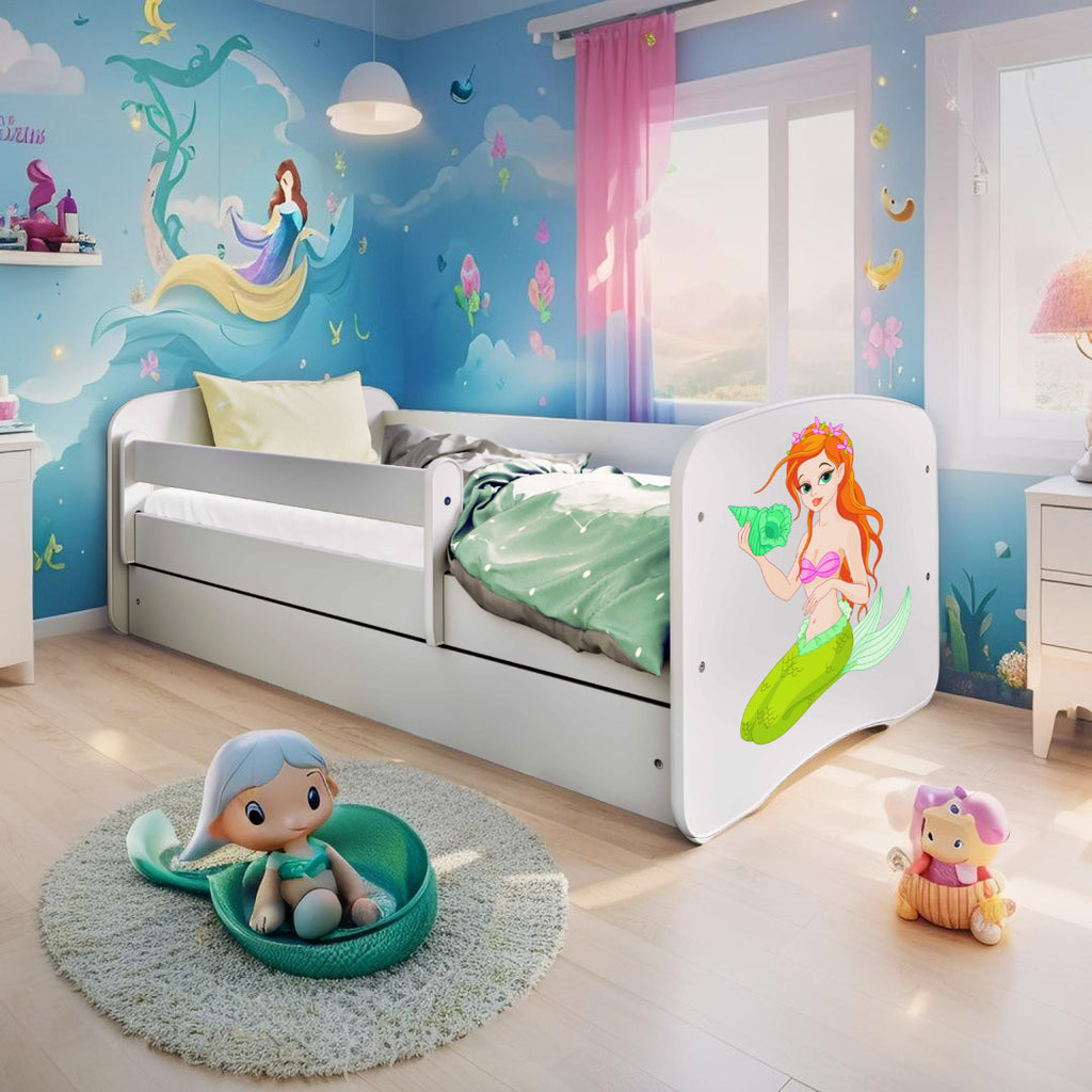 Letto per bambini Sirena in legno con cassettone materasso incluso
