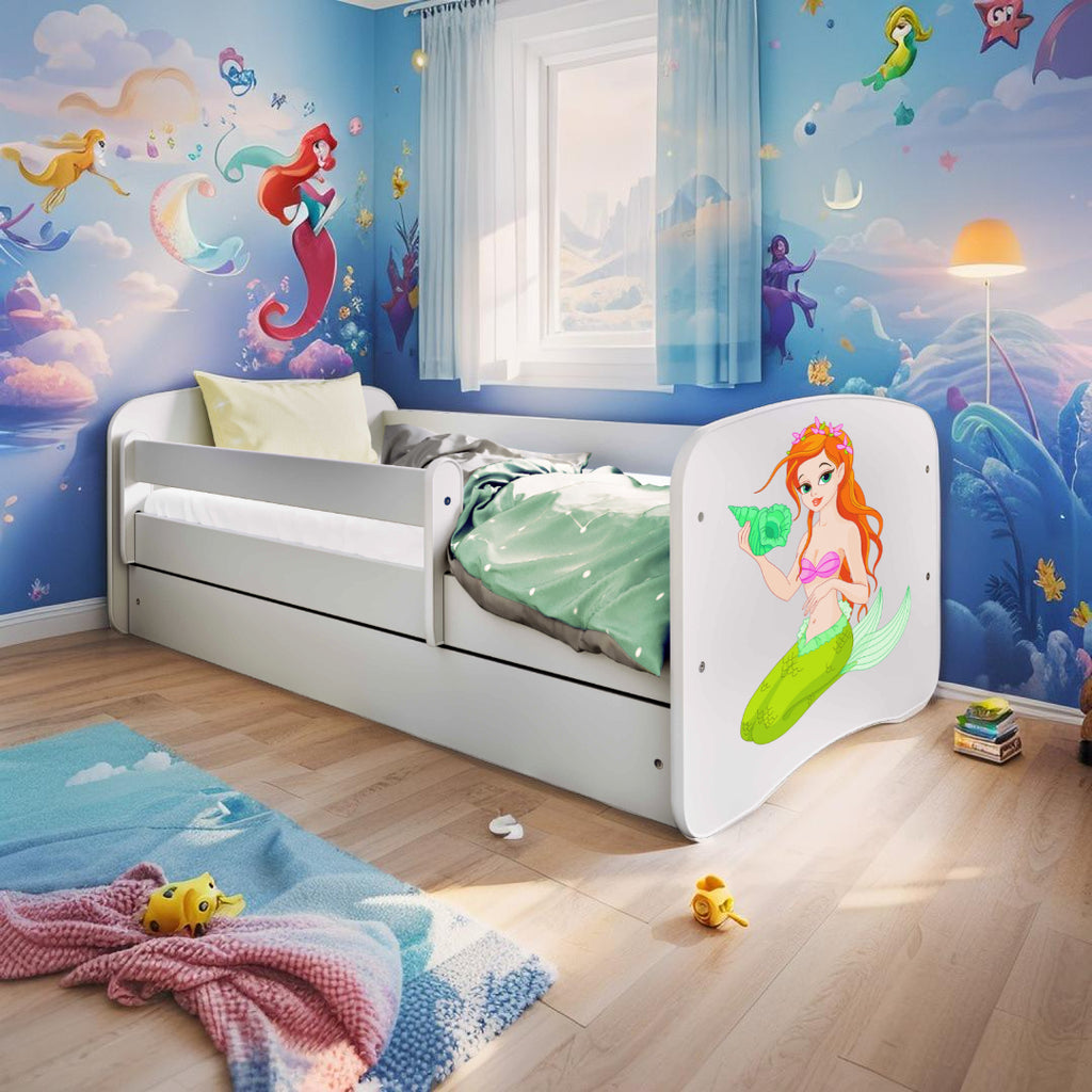 Letto per bambini Sirena in legno con cassettone materasso incluso