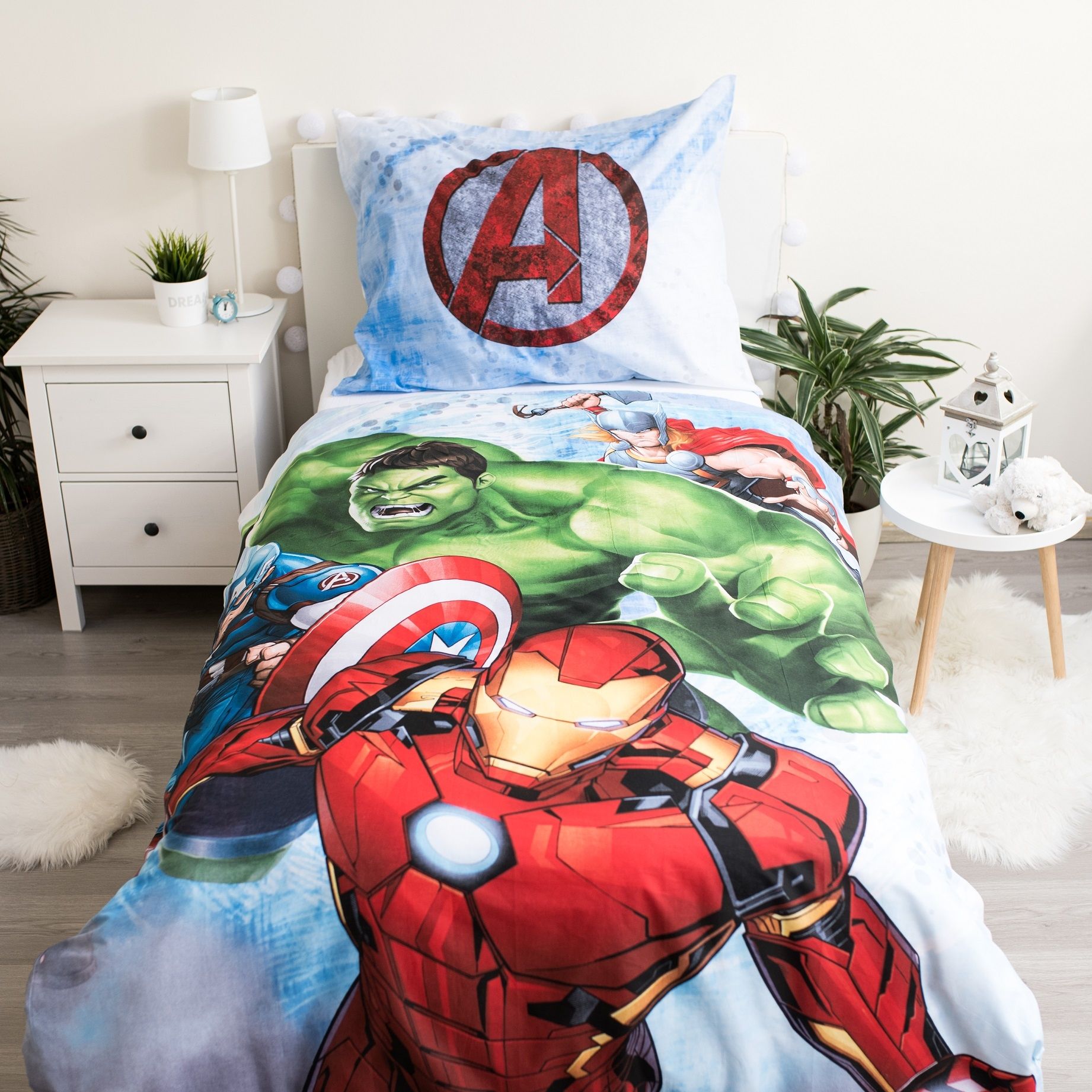 Avengers marvel Set Letto Singolo Copripiumino Federa 100% cotone Super eroi marvel