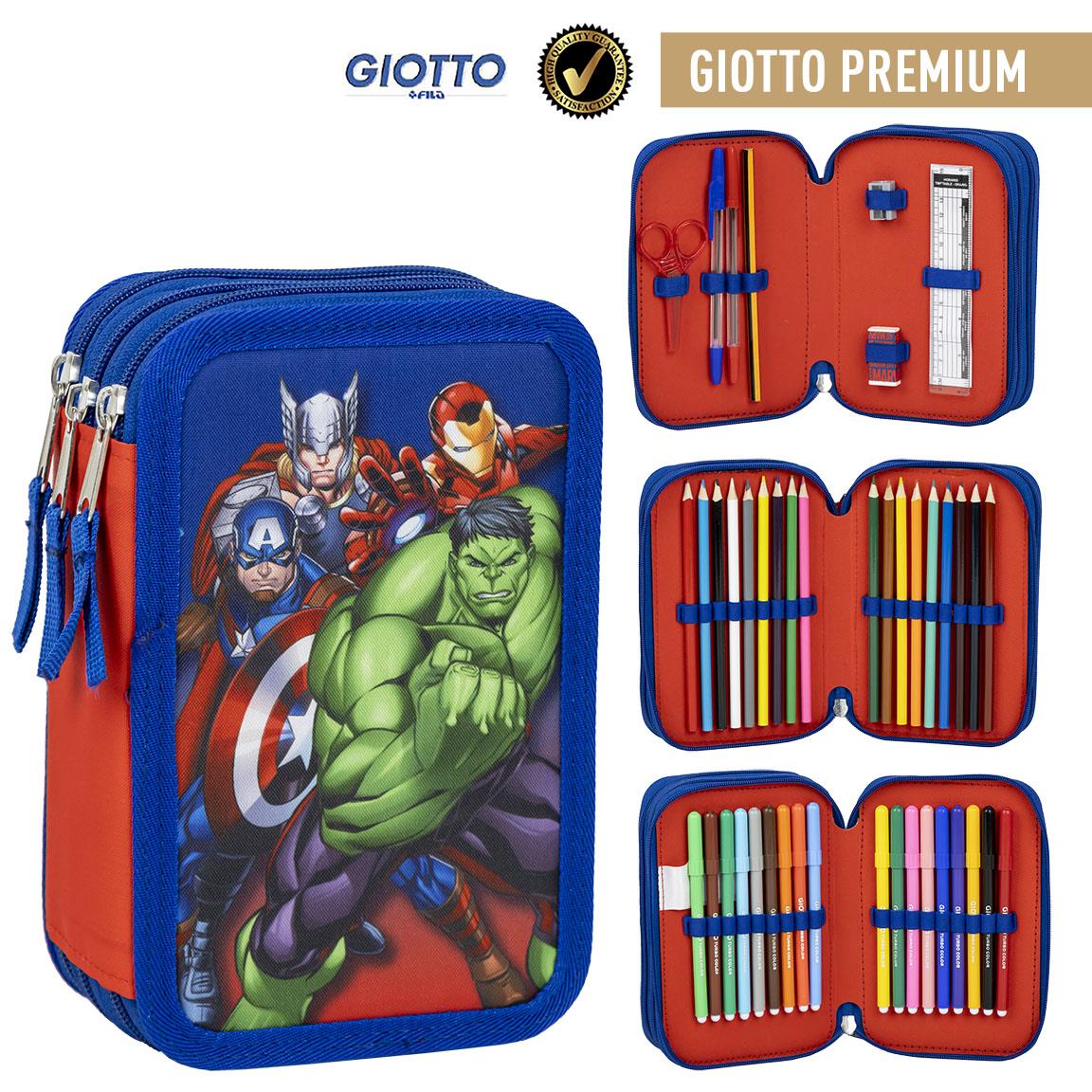 ASTUCCIO 3 ZIP PIENO AVENGERS DELUXE QUALITA' OTTIMA CON COLORI GIOTTO