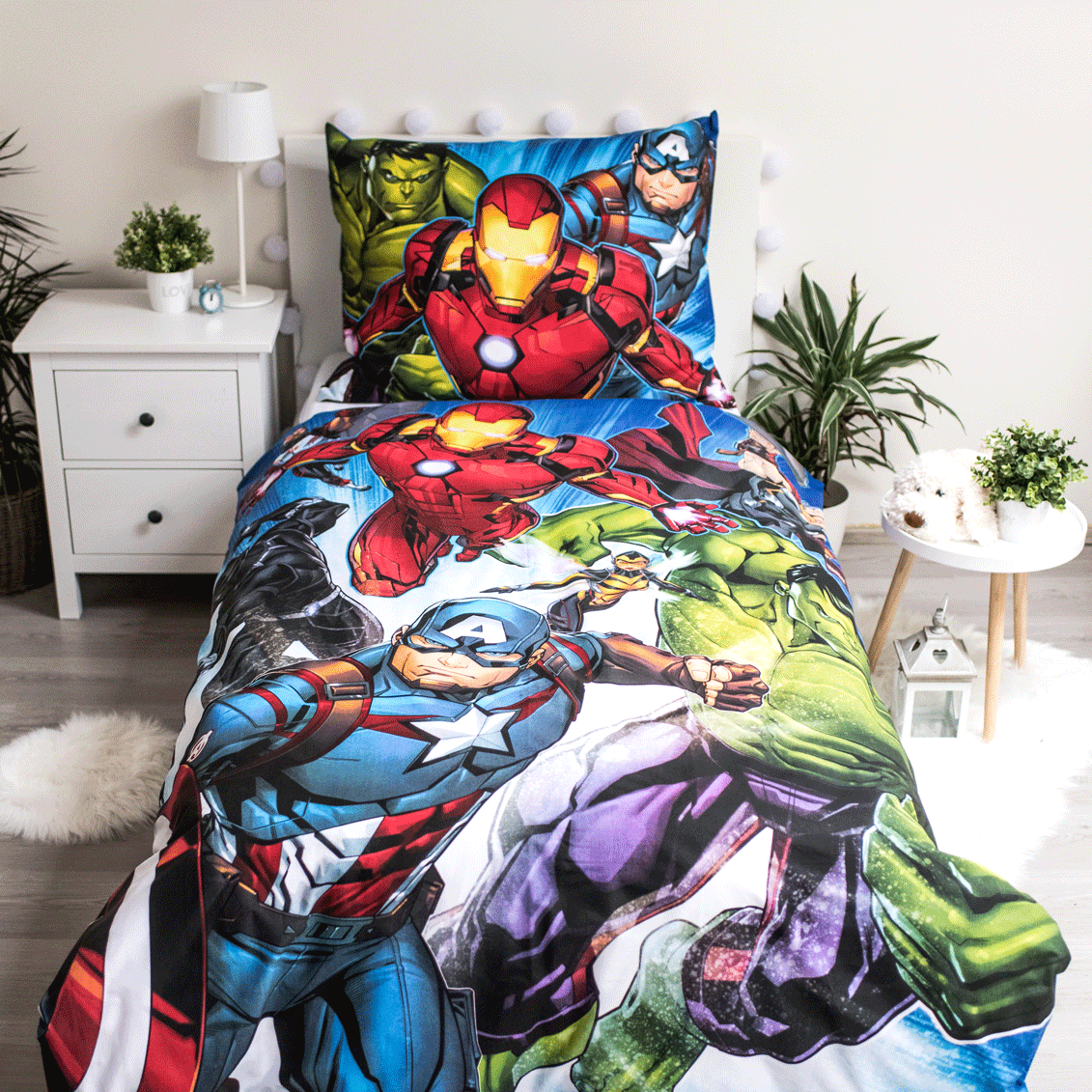 Avengers marvel Set Letto Singolo Copripiumino Federa 100% cotone Super eroi marvel