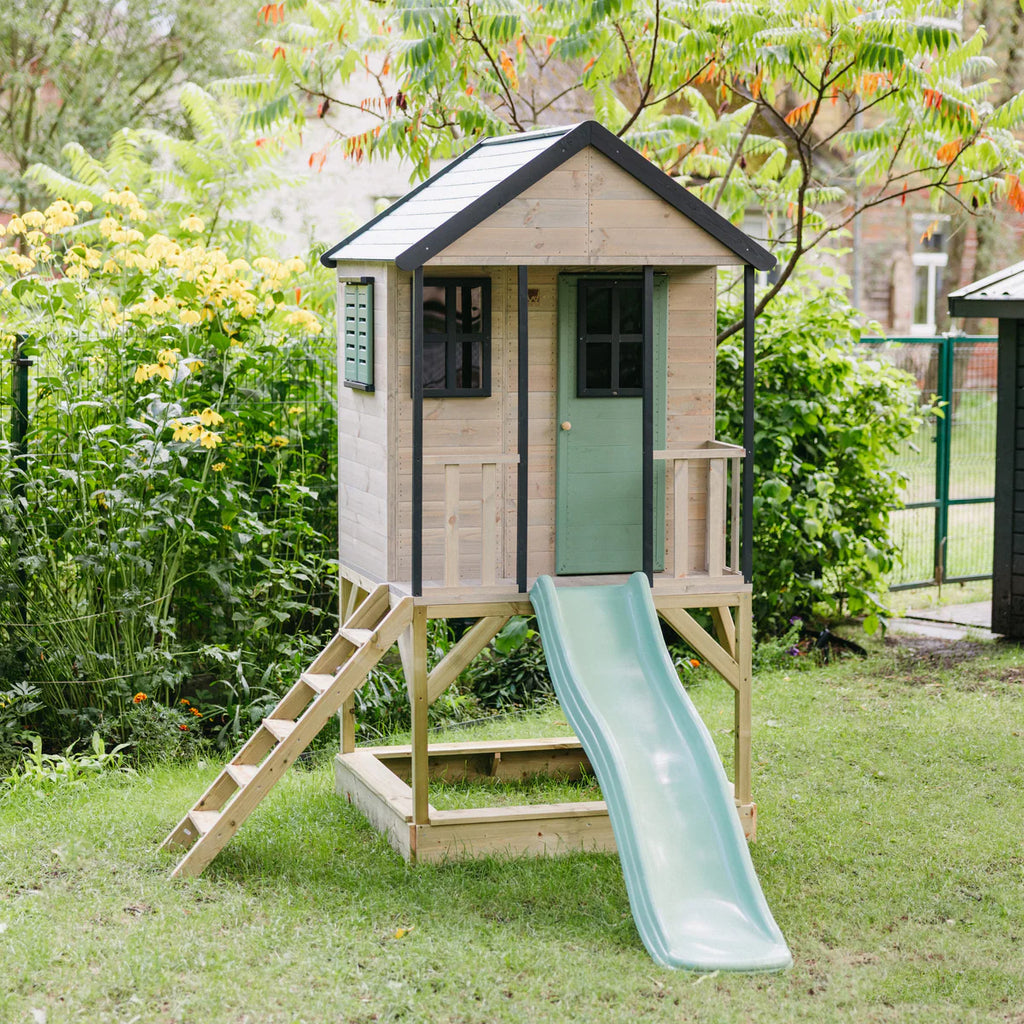 Casetta in legno da Giardino Modulare Summer Adventure House certificata con scivolo e scaletta