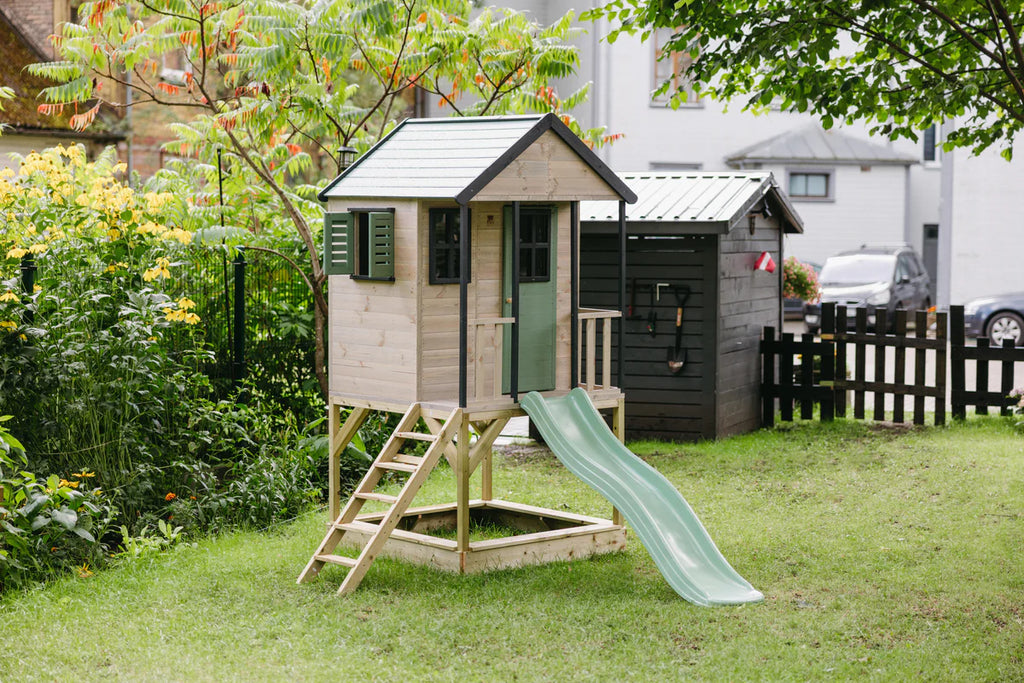 Casetta in legno da Giardino Modulare Summer Adventure House certificata con scivolo e scaletta