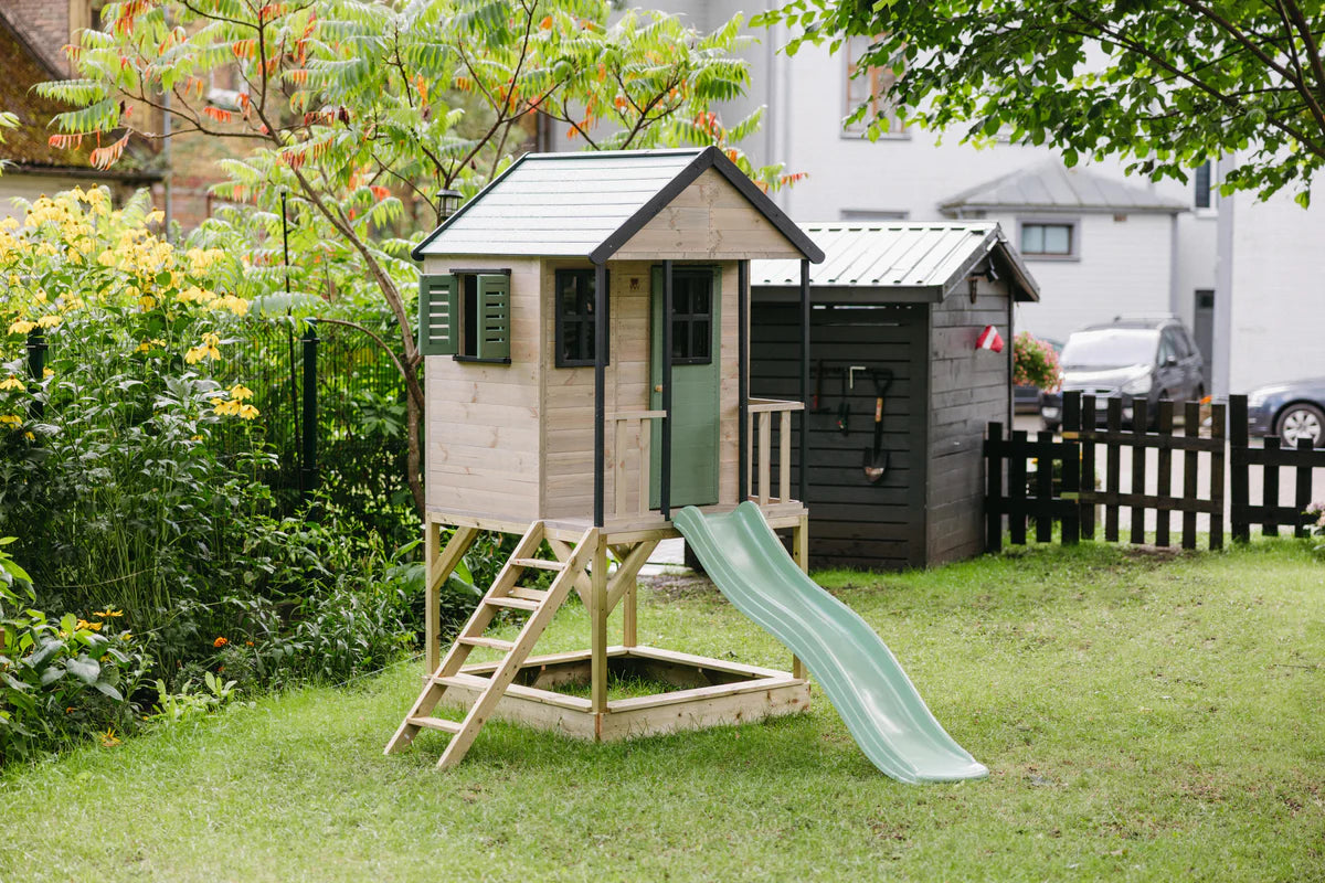 Casetta in legno da Giardino Modulare Summer Adventure House certificata con scivolo e scaletta
