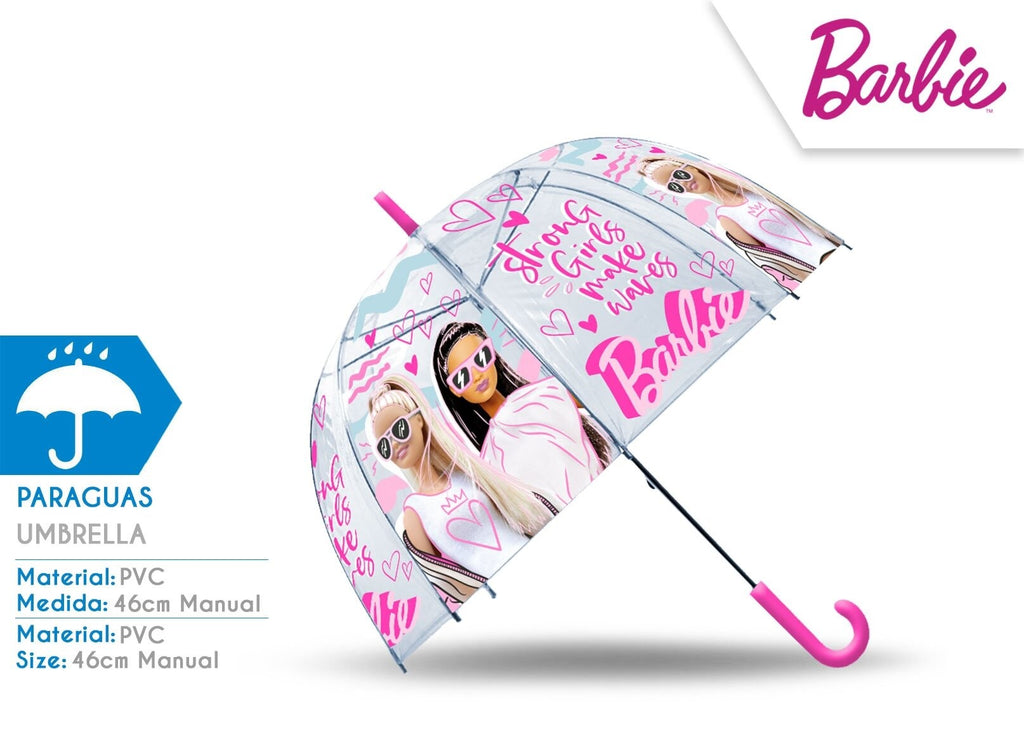 Barbie ombrello 46 cm trasparente manuale