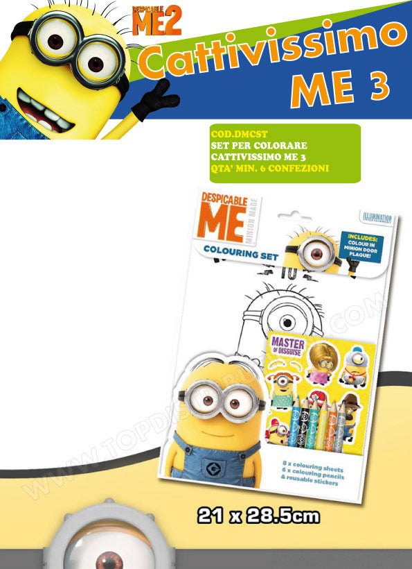 DMCST SET 6 MATITE COLORATE SCENE DA COLORARE E STICKERS RIUSABILI