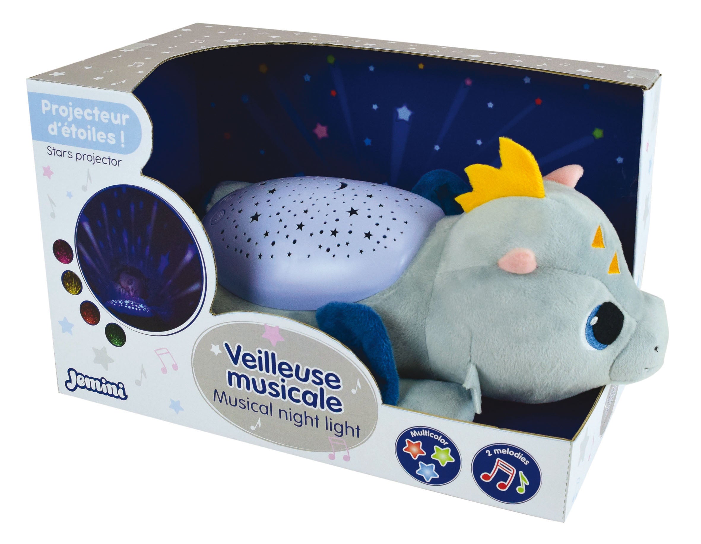 ##DRG023965  PELUCHE DRAGHETTO MUSICALE CON PROIETTORE LUCI PARETE 34 CM