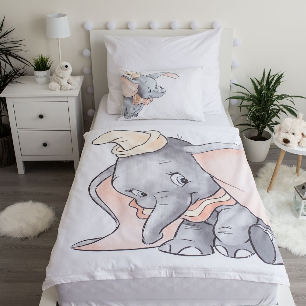 Dumbo diseny Set Letto Singolo Copripiumino Federa 100% cotone  100 x 135 cm + 40 x 60 cm