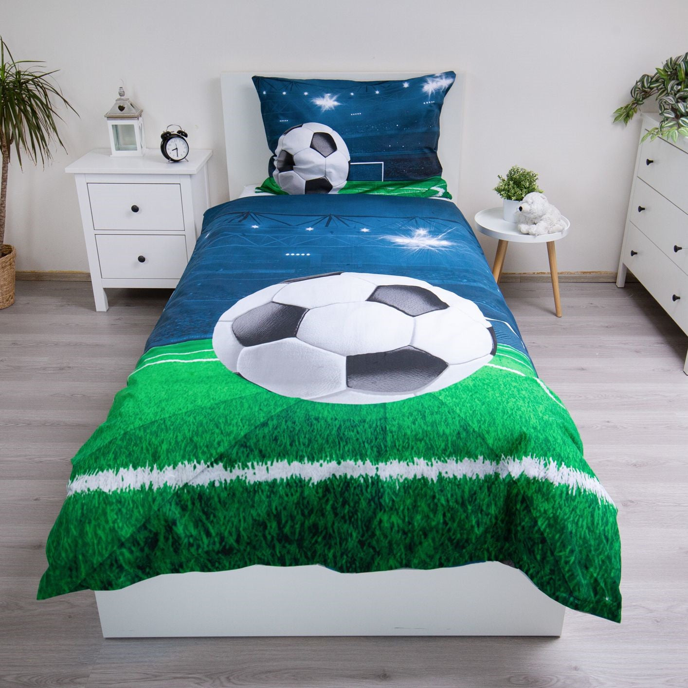 Calcio football Set Letto Singolo Copripiumino Federa 100% cotone
