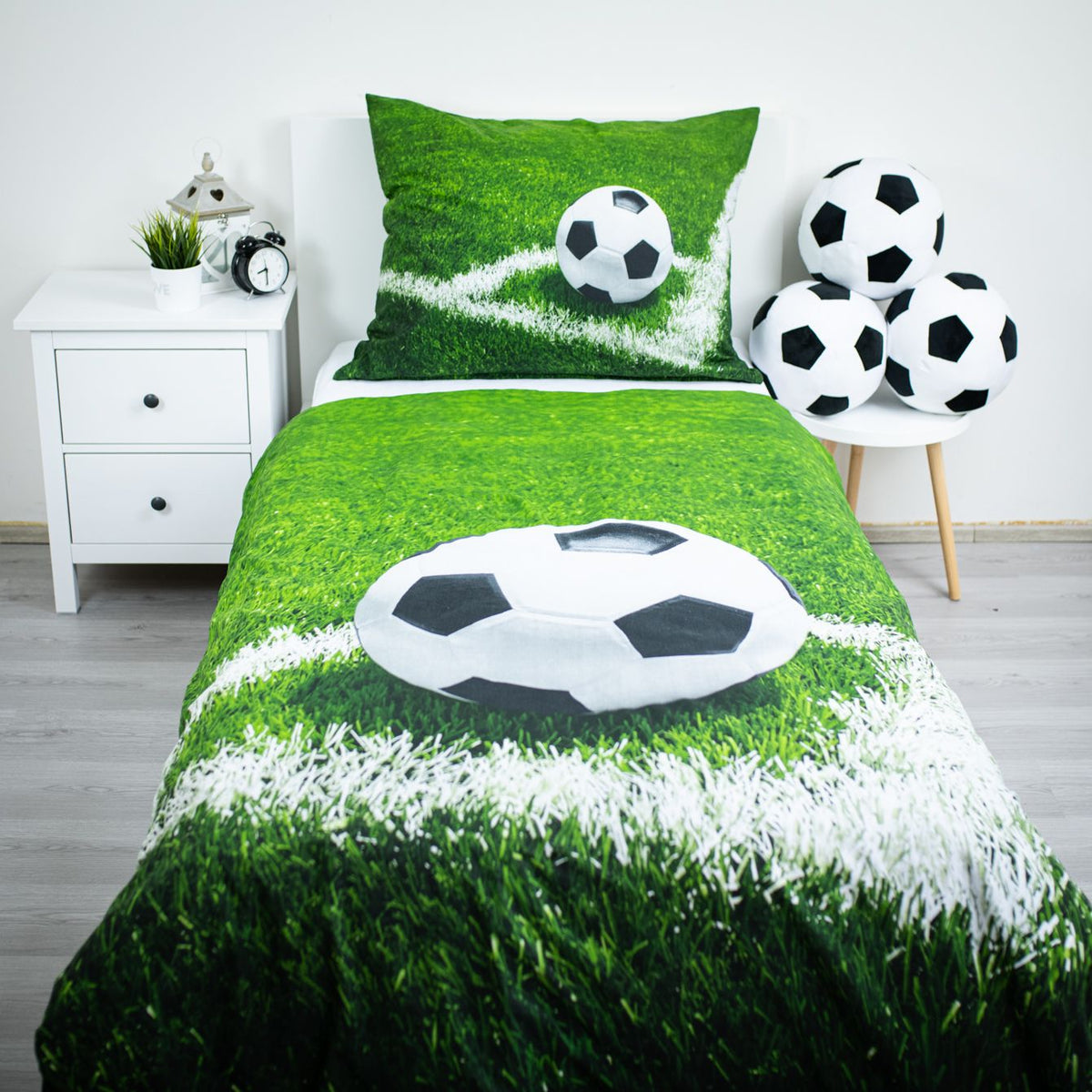 Set Copripiumino Calcio Reversibile 140 × 200 cm con Federa, 100% Cotone – FOOTB4317