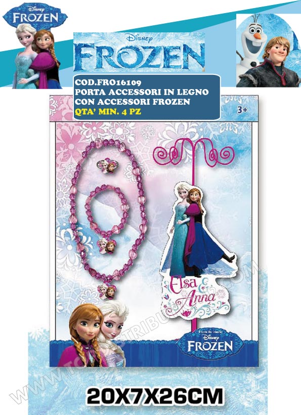 FRO16109 PORTA ACCESSORI IN LEGNO FROZEN CON ACCESSORI