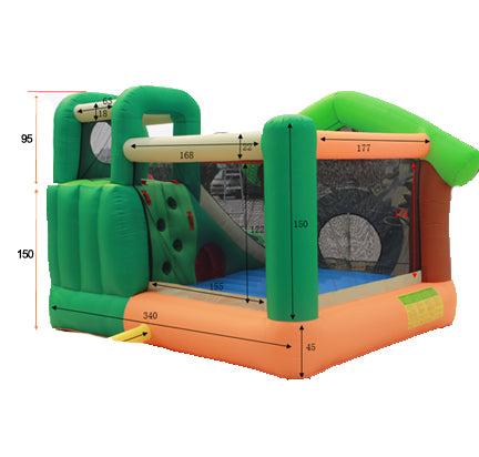 Gonfiabile Jungle Fun Bambini con Scivolo Arrampicata Canestro Tunnel 350x340x245cm | 9139