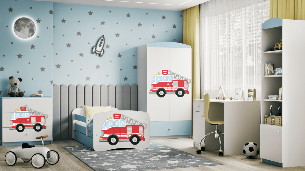 Cameretta Completa Bambino Pompiere in Legno 7 Pezzi con Materasso Omaggio | Letto 160x80 o 180x80cm | Top2Trade | KO1cameretta